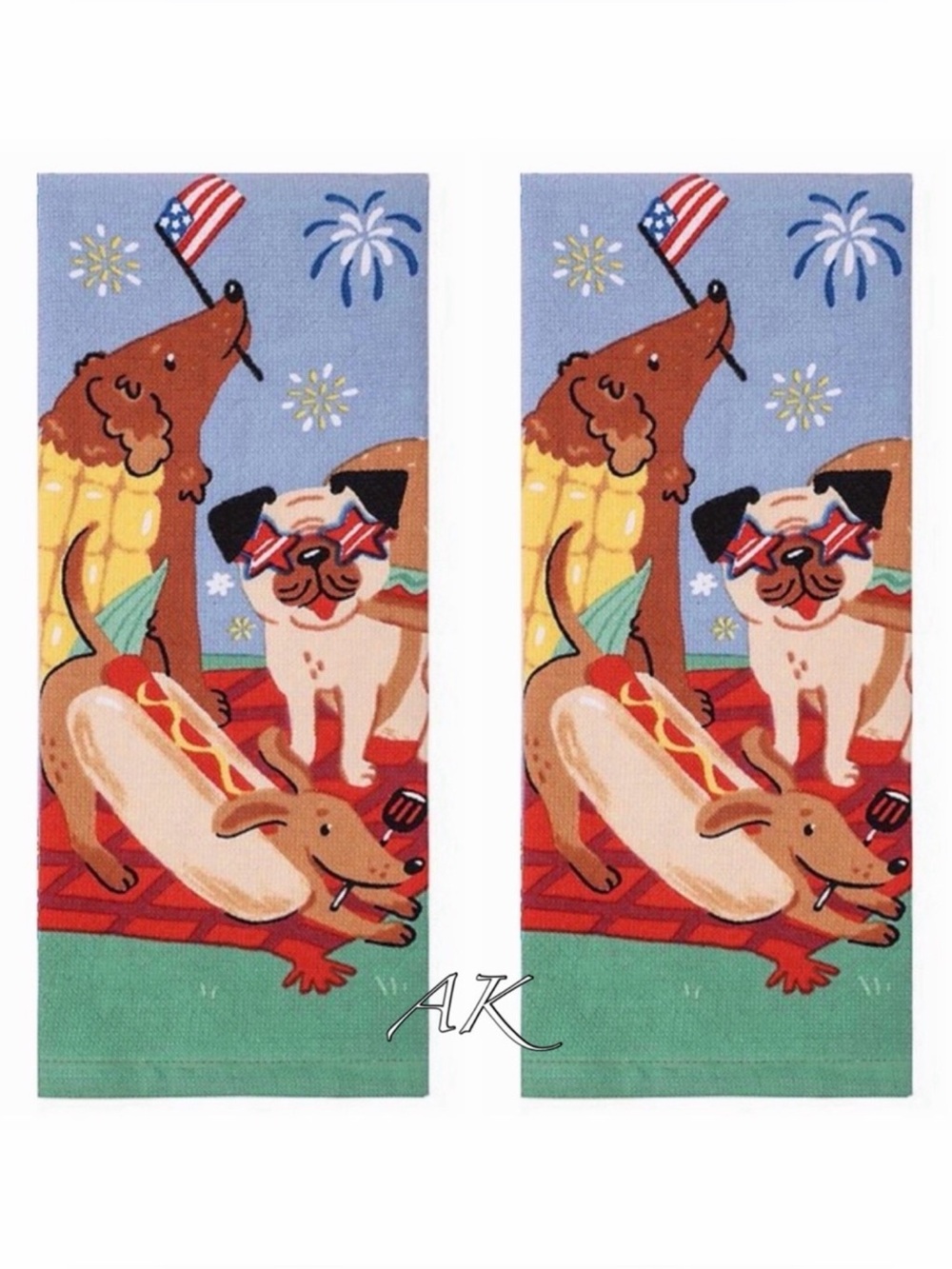 Patriotic Dachshund Poodle Pug
2 Pack Kitchen Towel Set